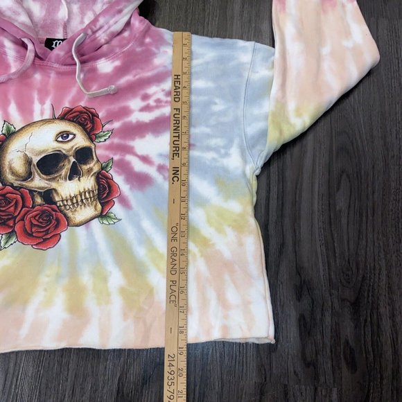 MBM GALLERY Crop Pastel Tie Die Skull Eye Roses Hoodie Marcos Alvarado Multi sz - Picture 4 of 10